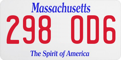 MA license plate 298OD6