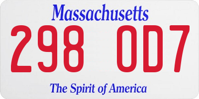 MA license plate 298OD7