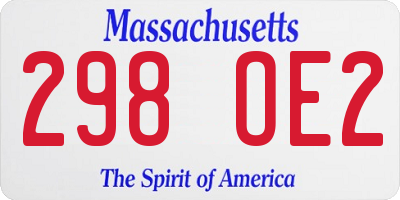 MA license plate 298OE2
