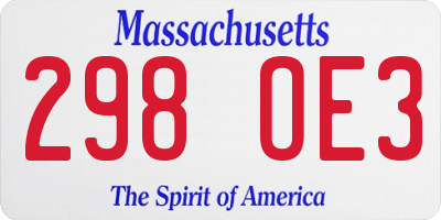 MA license plate 298OE3