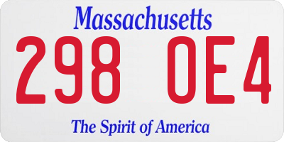 MA license plate 298OE4