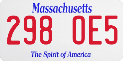 MA license plate 298OE5