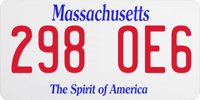 MA license plate 298OE6