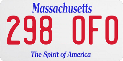 MA license plate 298OF0