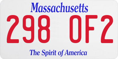 MA license plate 298OF2