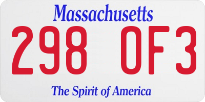 MA license plate 298OF3