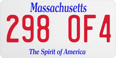 MA license plate 298OF4