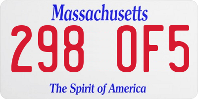 MA license plate 298OF5