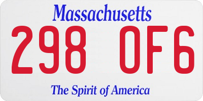 MA license plate 298OF6