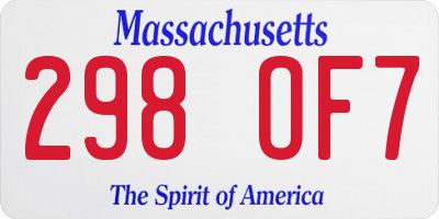 MA license plate 298OF7