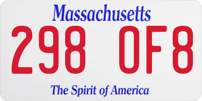 MA license plate 298OF8