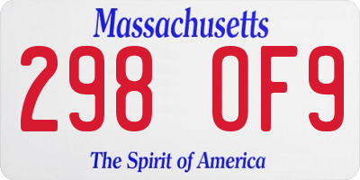 MA license plate 298OF9