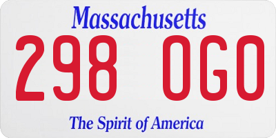 MA license plate 298OG0