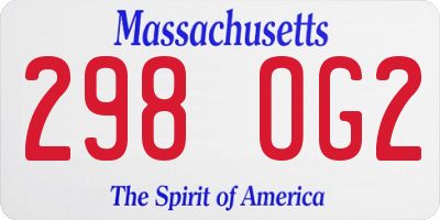 MA license plate 298OG2
