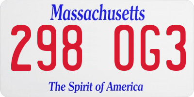 MA license plate 298OG3
