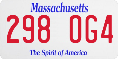 MA license plate 298OG4