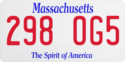 MA license plate 298OG5