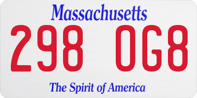 MA license plate 298OG8