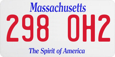 MA license plate 298OH2