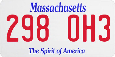 MA license plate 298OH3