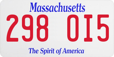 MA license plate 298OI5
