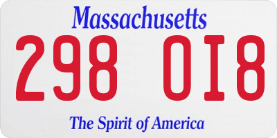 MA license plate 298OI8