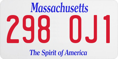 MA license plate 298OJ1