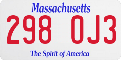 MA license plate 298OJ3