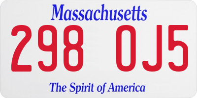 MA license plate 298OJ5