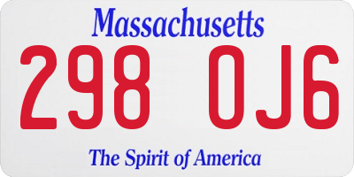 MA license plate 298OJ6