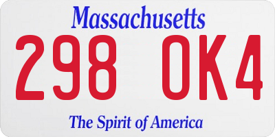 MA license plate 298OK4