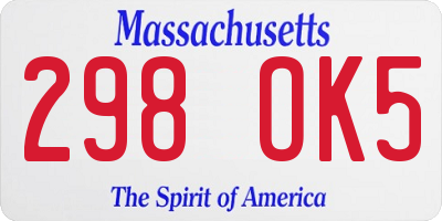 MA license plate 298OK5