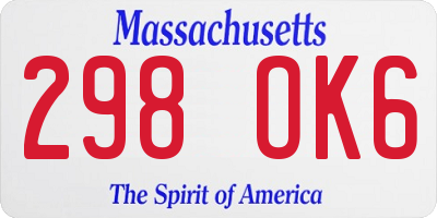 MA license plate 298OK6