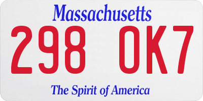 MA license plate 298OK7