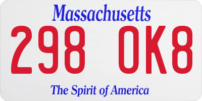 MA license plate 298OK8