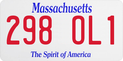 MA license plate 298OL1