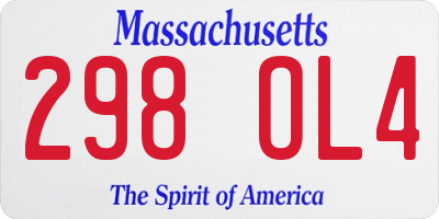 MA license plate 298OL4