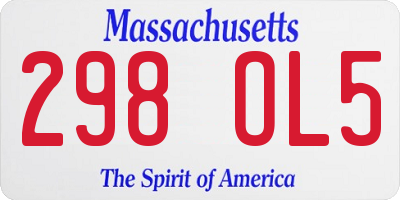 MA license plate 298OL5