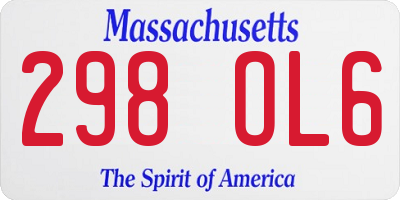 MA license plate 298OL6