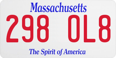 MA license plate 298OL8