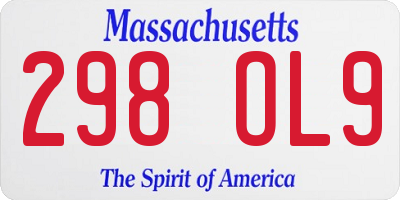 MA license plate 298OL9