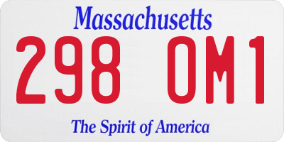 MA license plate 298OM1