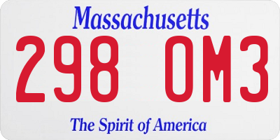 MA license plate 298OM3