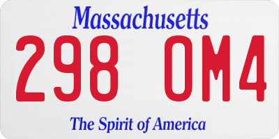MA license plate 298OM4