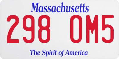 MA license plate 298OM5