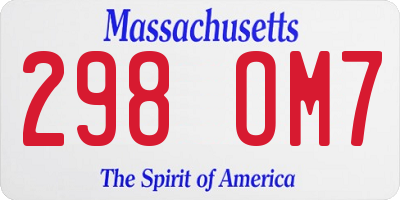 MA license plate 298OM7