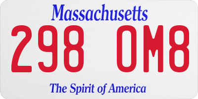 MA license plate 298OM8