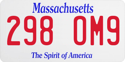 MA license plate 298OM9