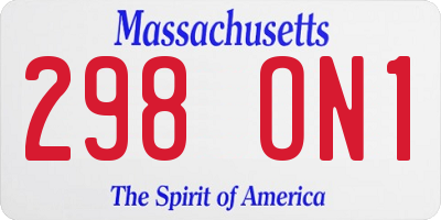 MA license plate 298ON1