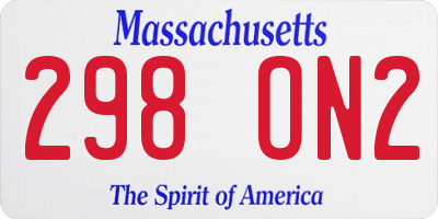 MA license plate 298ON2